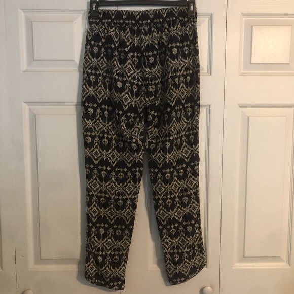 LOVE TREE Medium Blue Cream Printed Pants Elastic Waistband Drawstring Pockets - Picture 7 of 7